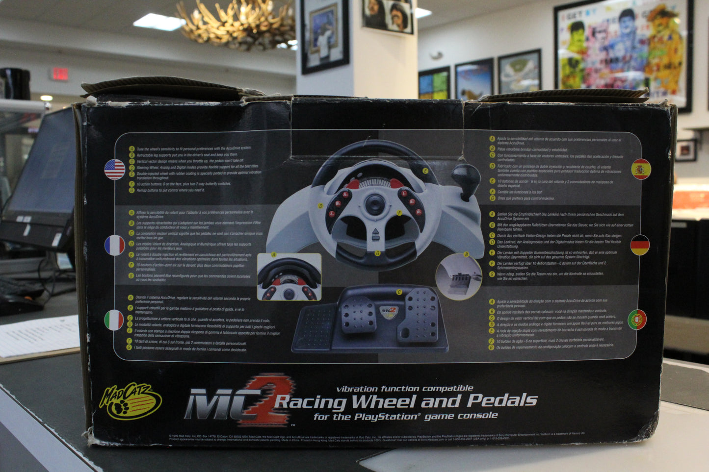 Mad Catz MC2 Racing Wheel And Pedals For the PlayStation One (in box) LOCAL PICK UP ONLY