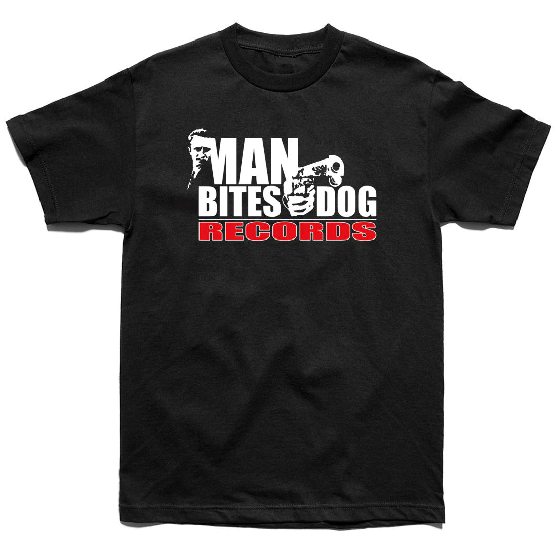 Man Bites Dog Records Gun T-shirt (Black)