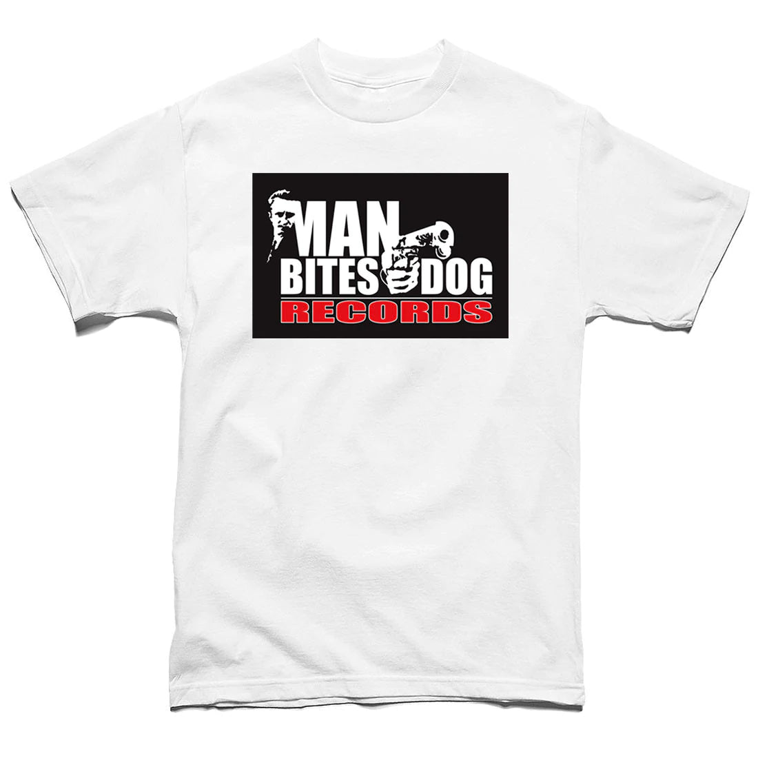 Man Bites Dog Records Gun T-shirt (White)